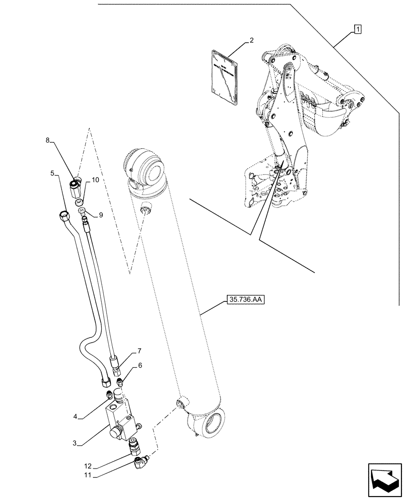 Схема запчастей Case 590SN - (88.100.35[134]) - DIA KIT, BOOM LOCK VALVE (88) - ACCESSORIES