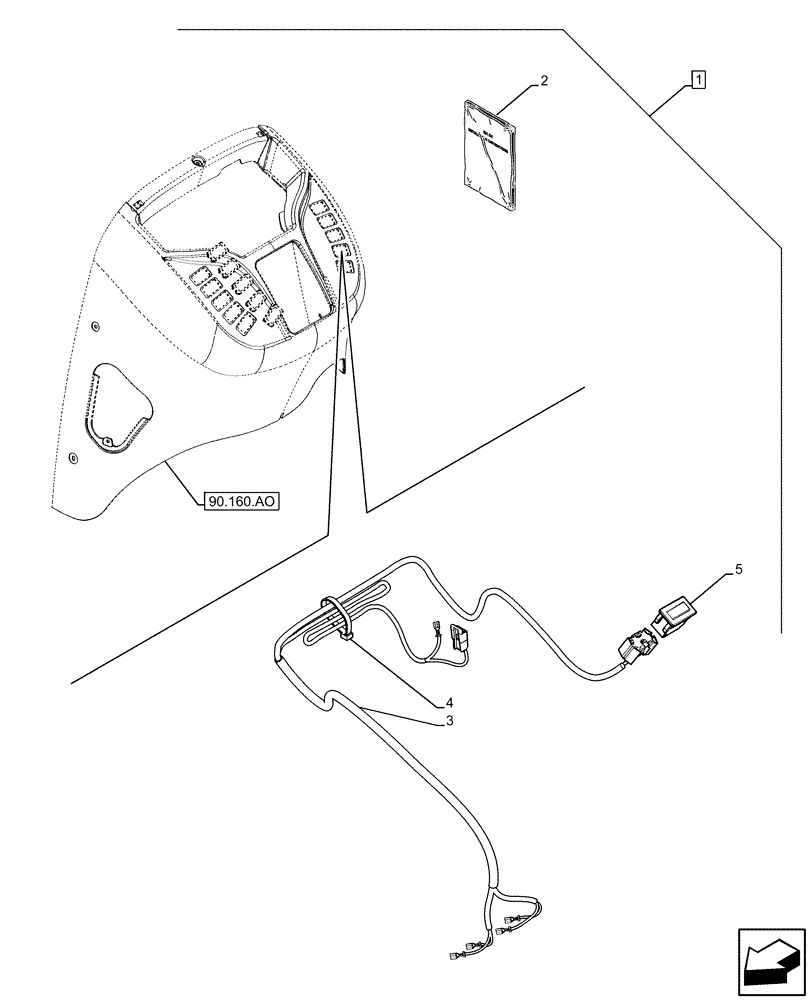 Схема запчастей Case 590SN - (88.100.55[36]) - DIA KIT, HARNESS, WIRE, KIT, BRAKE ENABLE DE-CLUT (88) - ACCESSORIES