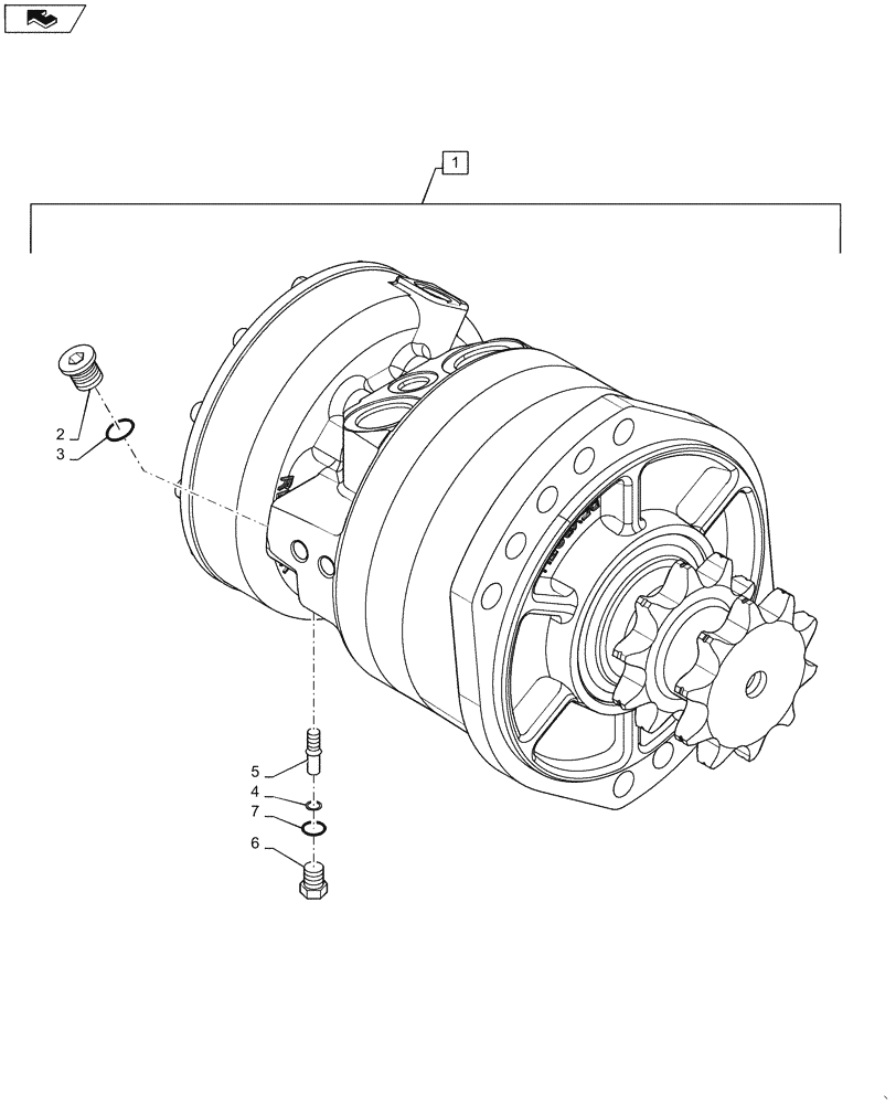 Схема запчастей Case SR175 - (35.353.AD[02]) - 1 SPEED DRIVE MOTOR (35) - HYDRAULIC SYSTEMS