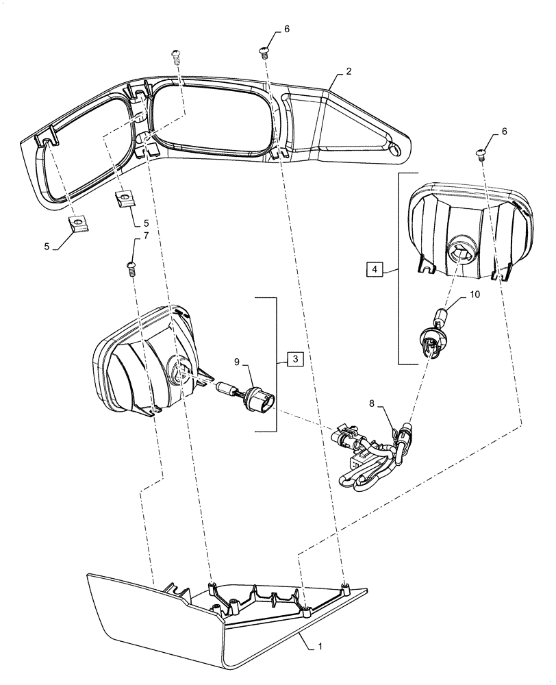 Схема запчастей Case SV185 - (55.404.AL[03]) - RH, FRONT LIGHT, 55 DEGREE (55) - ELECTRICAL SYSTEMS