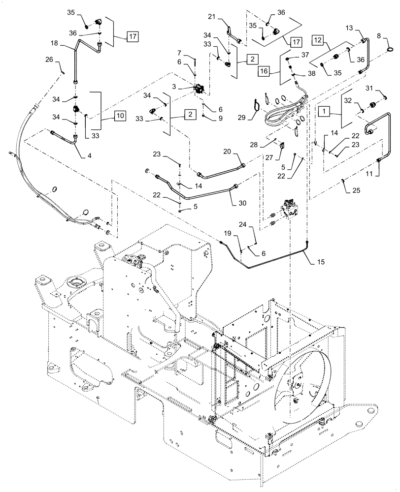 Схема запчастей Case 1021G - (35.820.010[01]) - VAR - 482585 - FAN REVERSING VALVE INSTALLATION (35) - HYDRAULIC SYSTEMS