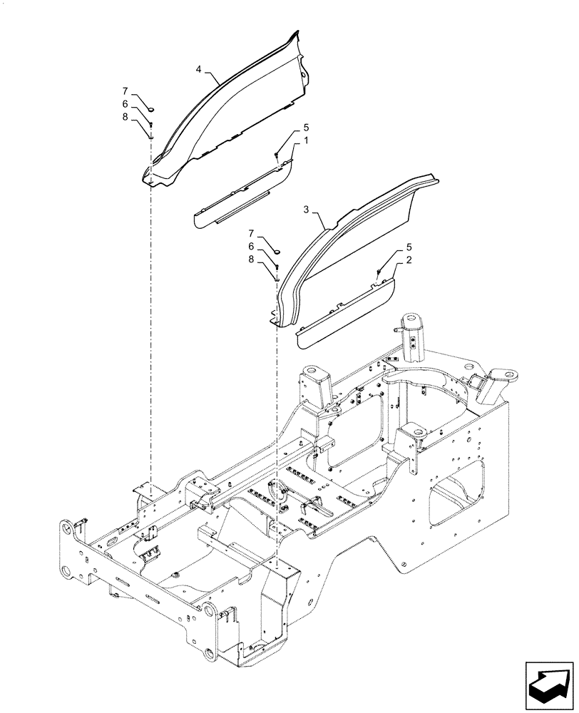 Схема запчастей Case 921F - (90.116.AG) - REAR FENDER GUARD (90) - PLATFORM, CAB, BODYWORK AND DECALS