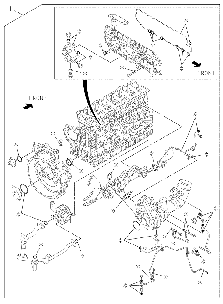 Схема запчастей Case CX470C - (02-006-02[01]) - PACKAGE SEALS - ENGINE (01) - ENGINE