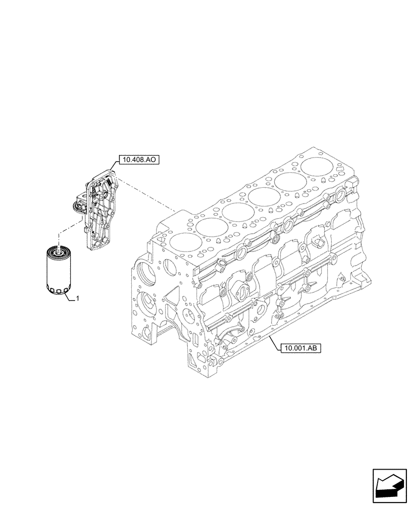 Схема запчастей Case F4HFE613D B007 - (10.304.AE) - ENGINE OIL FILTER (10) - ENGINE