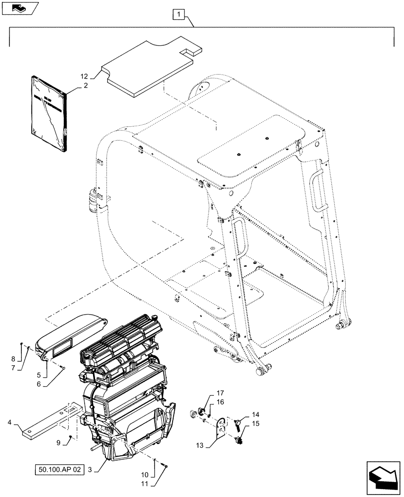 Схема запчастей Case SR175 - (88.050.02) - DIA KIT, CAB HEATER (88) - ACCESSORIES