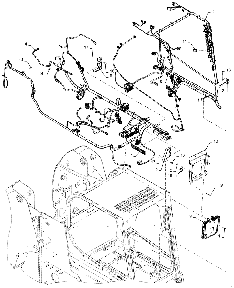 Схема запчастей Case TV380 - (55.101.AC[05]) - WIRE HARNESS & CONNECTOR, ELECTRONIC CONTROLS, W/ EHF (20-MAY-2015 & PRIOR) (55) - ELECTRICAL SYSTEMS