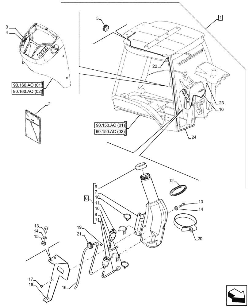 Схема запчастей Case 580SN WT - (88.100.55[39]) - DIA KIT, CANOPY CONVERSION - WIDE - DLX (88) - ACCESSORIES