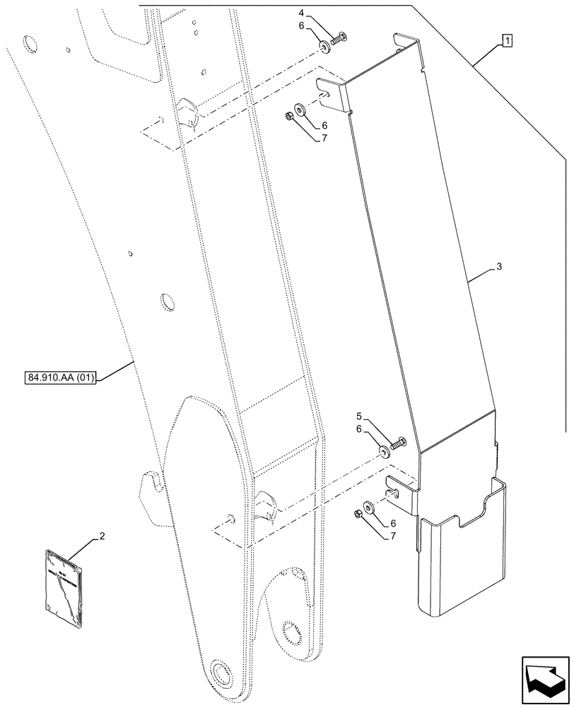 Схема запчастей Case 580SN - (88.100.84[05]) - DIA KIT, BOOM GUARD (88) - ACCESSORIES