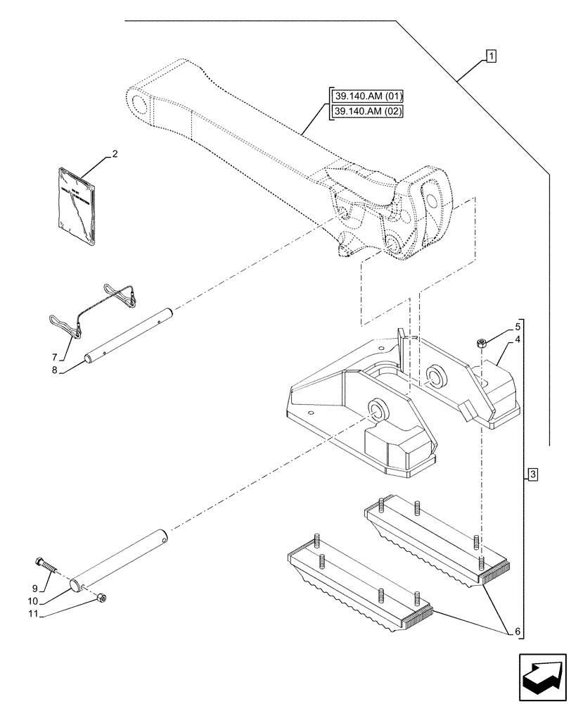 Схема запчастей Case 580SN - (88.100.39[04]) - DIA KIT, FLIP STABILIZER (88) - ACCESSORIES