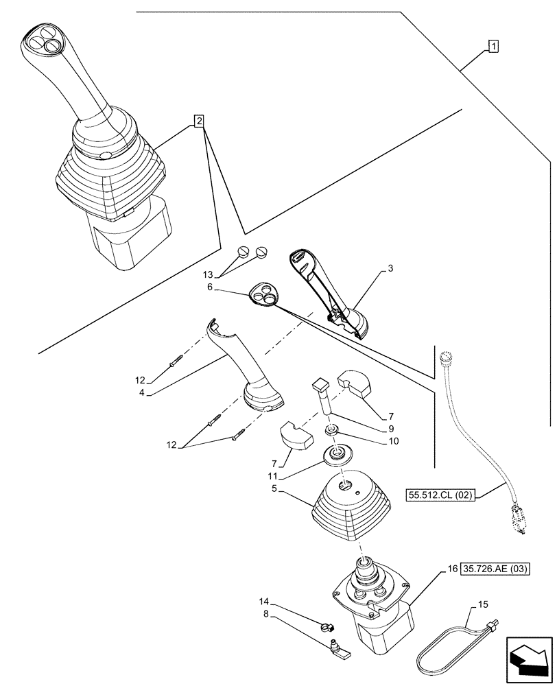 Схема запчастей Case 590SN - (88.100.35[090]) - DIA KIT, DIPPER OSCILLATION (88) - ACCESSORIES