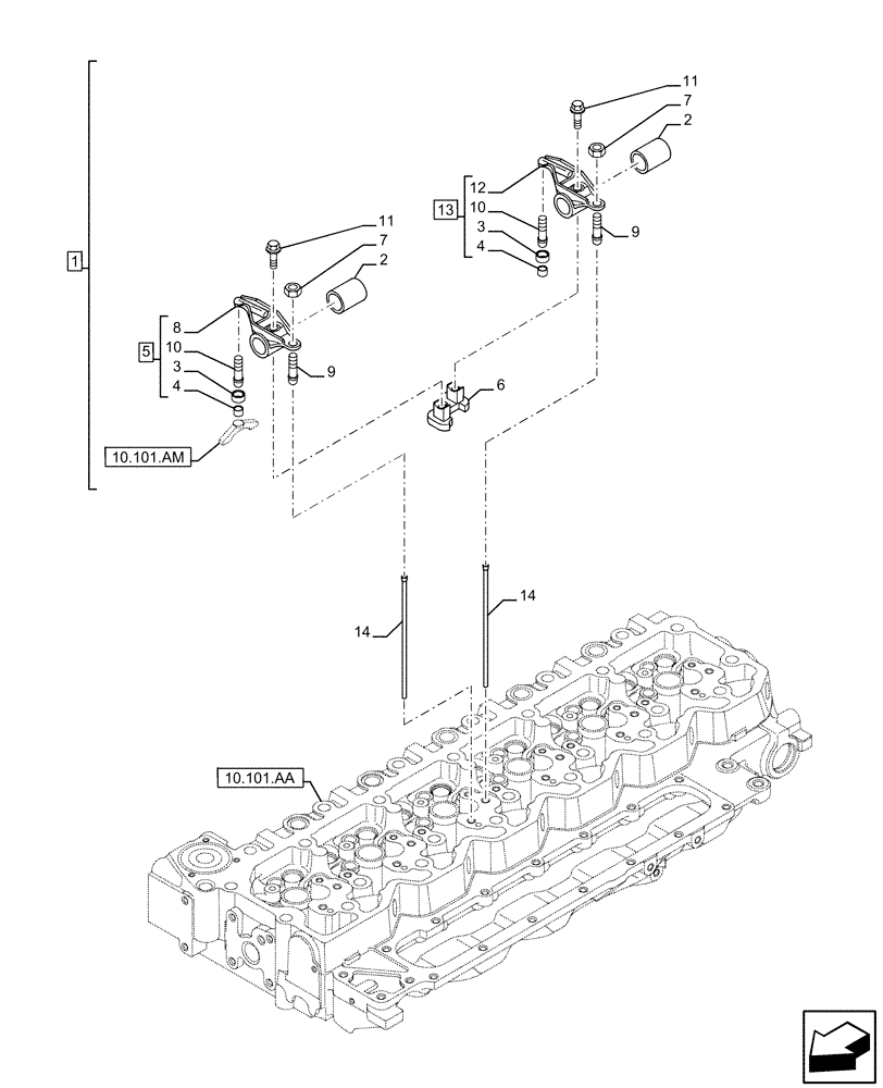 Схема запчастей Case F4HFE613D B007 - (10.106.AO[01]) - ROCKER ARM (10) - ENGINE