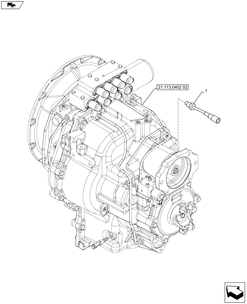 Схема запчастей Case 590SN - (55.020.03[02]) - VAR - 423062 - TRANSMISSION, POWERSHIFT, SENSOR, THERMOSTAT (55) - ELECTRICAL SYSTEMS