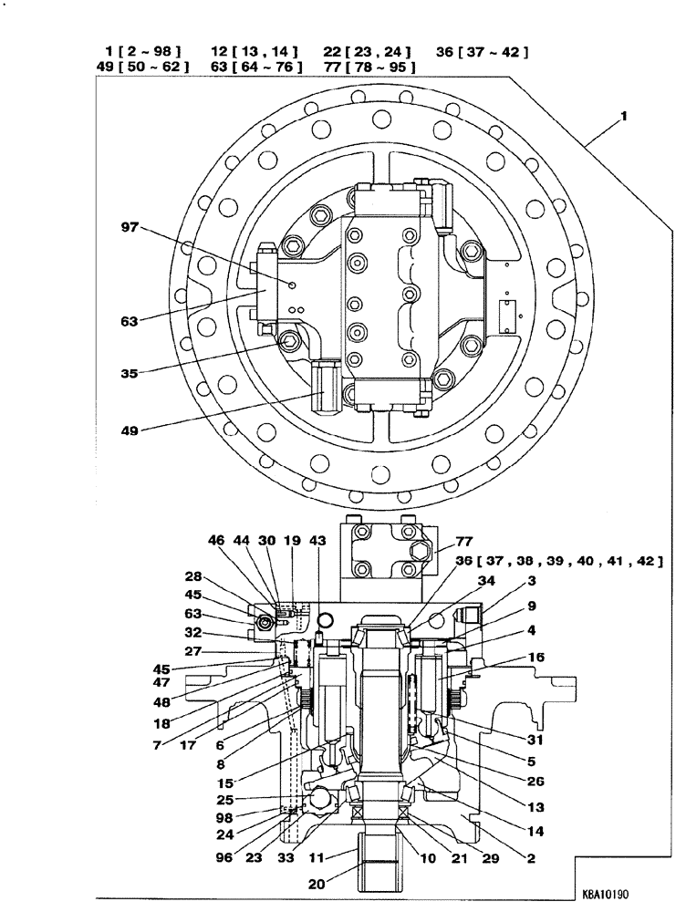 Схема запчастей Case CX290 - (06-03A) - TRANSMISSION ASSY - MOTOR, PISTON (06) - POWER TRAIN