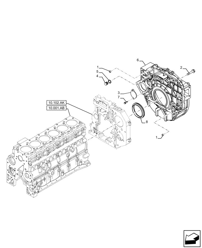 Схема запчастей Case F4HFE613E B005 - (10.103.AK) - FLYWHEEL & HOUSING (10) - ENGINE