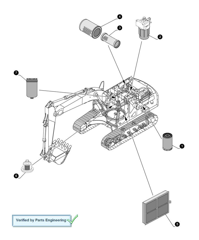 Схема запчастей Case CX470C - (05-100-04[01]) - MAINTENANCE PARTS - FILTERS (00) - GENERAL