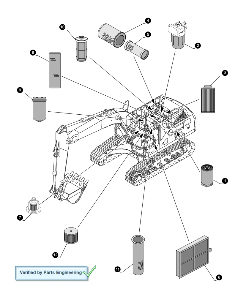 Схема запчастей Case CX350C - (05-100[01]) - MAINTENANCE PARTS - FILTERS (18) - MISCELLANEOUS