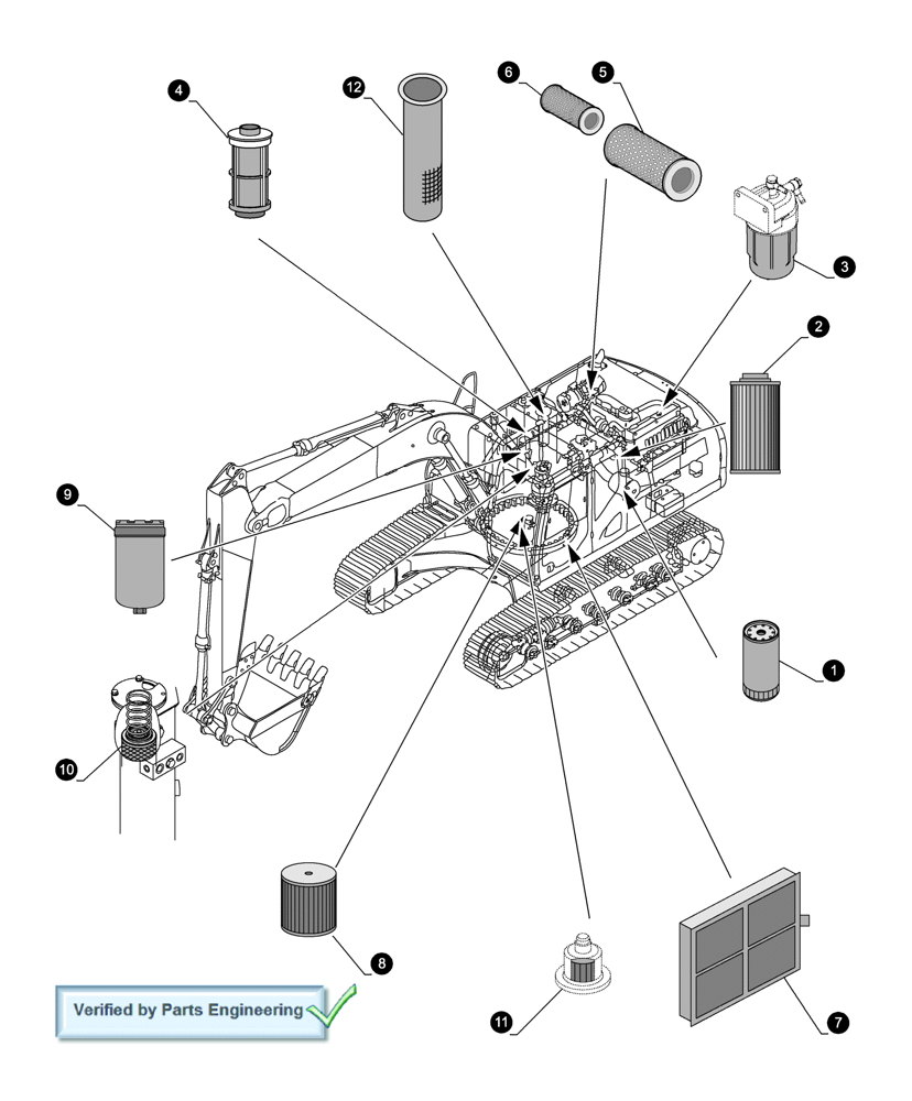 Схема запчастей Case CX300C - (05.100[01]) - MAINTENANCE PARTS - FILTERS (00) - PICTORIAL INDEX