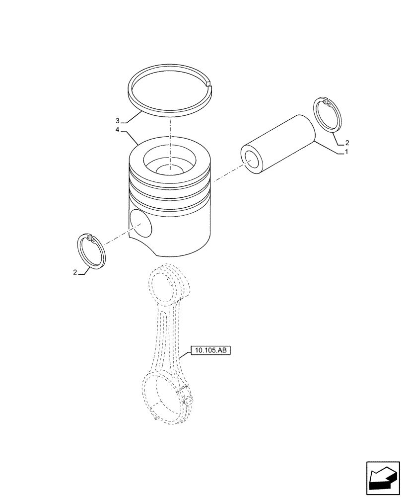 Схема запчастей Case F4HFE613E B005 - (10.105.AG) - PISTON (10) - ENGINE