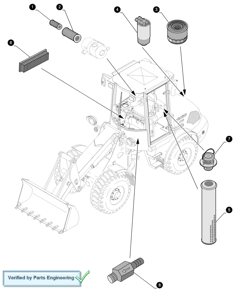 Схема запчастей Case 221E - (0.05.4[01]) - MAINTENANCE PARTS - FILTERS (00) - GENERAL