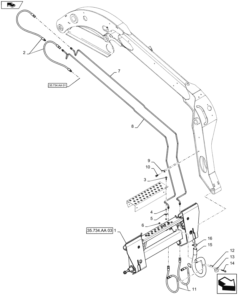 Схема запчастей Case SV185 - (35.734.AA[02]) - HYDRAULIC COUPLER BOOM ARM PLUMBING (35) - HYDRAULIC SYSTEMS