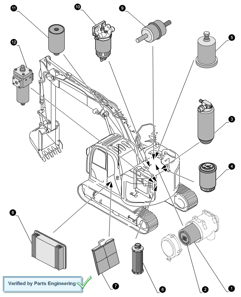 Схема запчастей Case CX130 - (20.04[01]) - MAINTENANCE PARTS - FILTERS (18) - MISCELLANEOUS