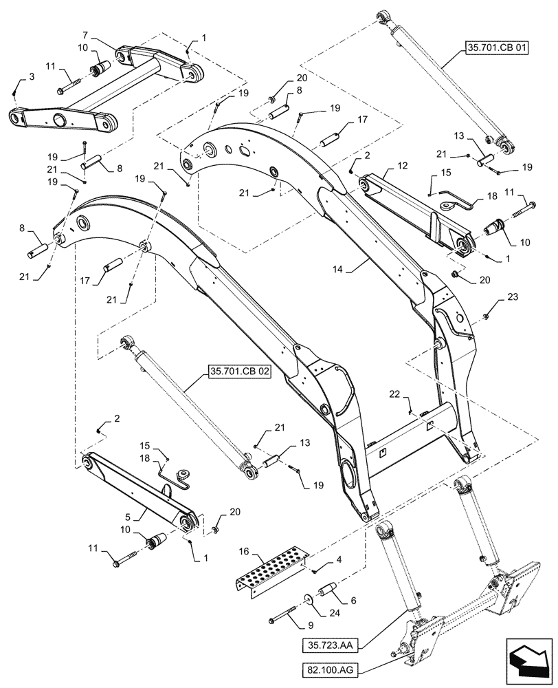 Схема запчастей Case SV300 - (84.910.AA) - BOOM (84) - BOOMS, DIPPERS & BUCKETS