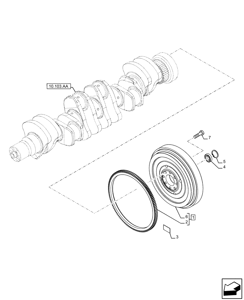 Схема запчастей Case F4HFE613E B005 - (10.103.AH) - ENGINE FLYWHEEL (10) - ENGINE