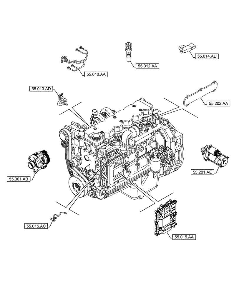 Схема запчастей Case F4HFE613E B005 - (00.000.55) - PICTORIAL INDEX - ELECTRICAL SYSTEMS (00) - GENERAL & PICTORIAL INDEX