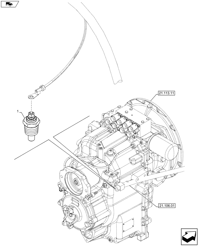 Схема запчастей Case 590SN - (55.020.03[03]) - VAR - 423062 - TRANSMISSION, POWERSHIFT, TEMPERATURE SENDER (55) - ELECTRICAL SYSTEMS