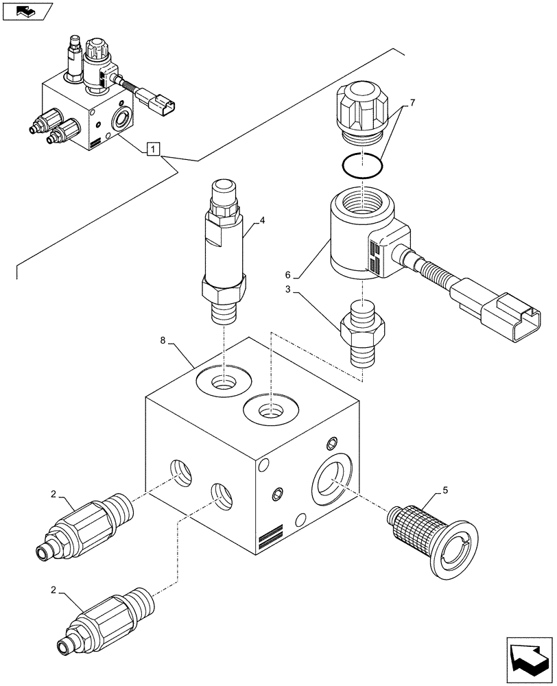 Схема запчастей Case 580SN WT - (35.726.2001[02]) - VAR - X20233X - VALVE - HEAVY LIFT (PILOT CONTROL) (35) - HYDRAULIC SYSTEMS