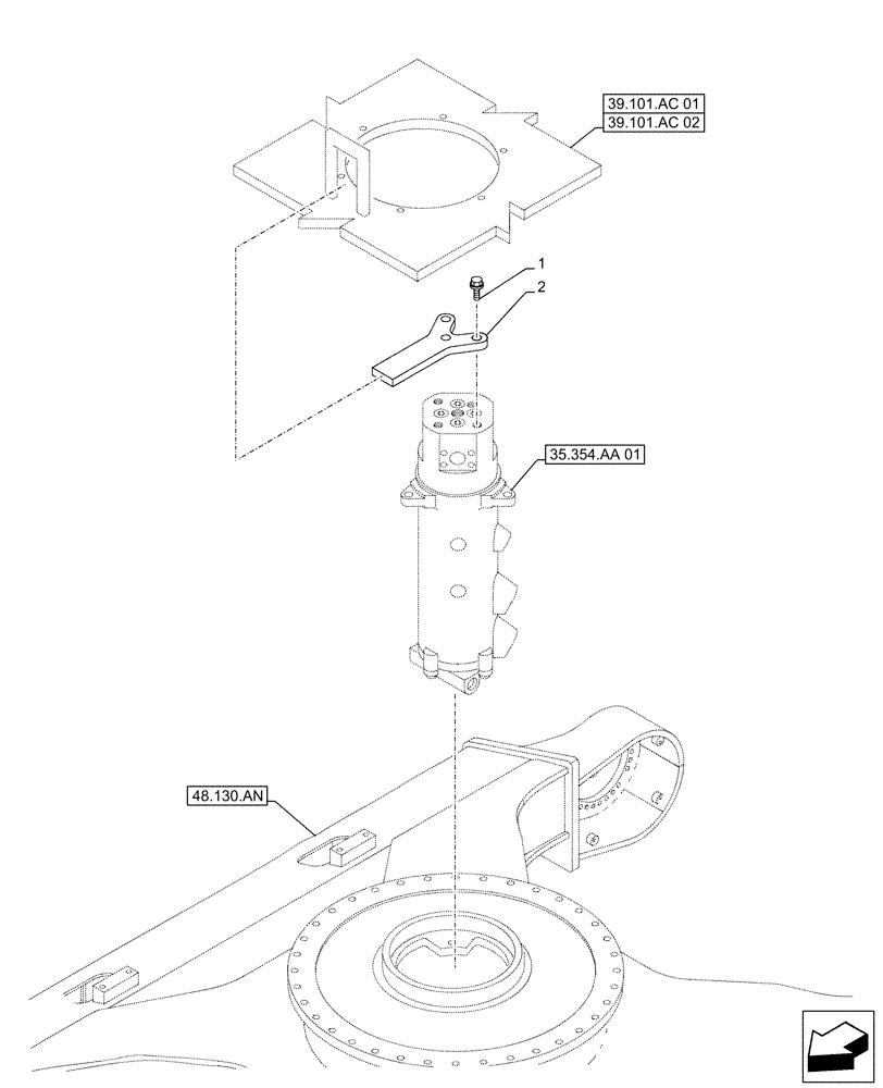 Схема запчастей Case CX500D RTC - (35.354.AC) - HYDRAULIC SWIVEL, STOP (35) - HYDRAULIC SYSTEMS