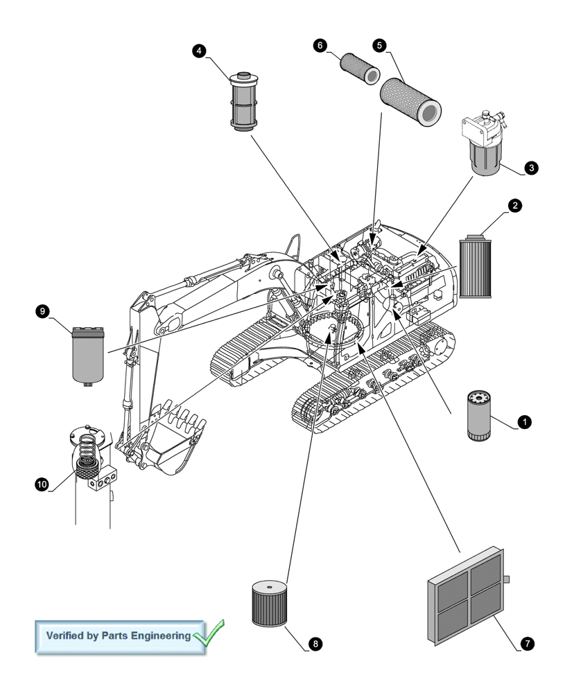 Схема запчастей Case CX250C - (05.100[01]) - MAINTENANCE PARTS - FILTERS (18) - MISCELLANEOUS