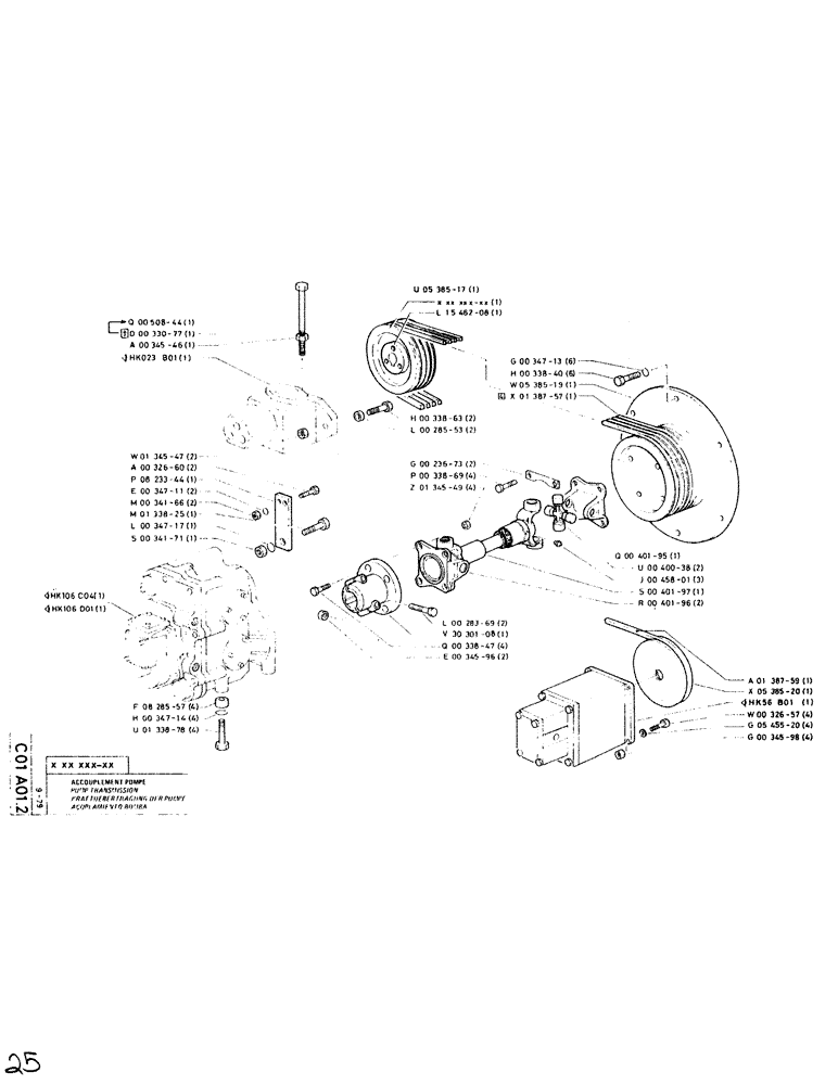 Схема запчастей Case SC150K - (025) - PUMP TRANSMISSION 