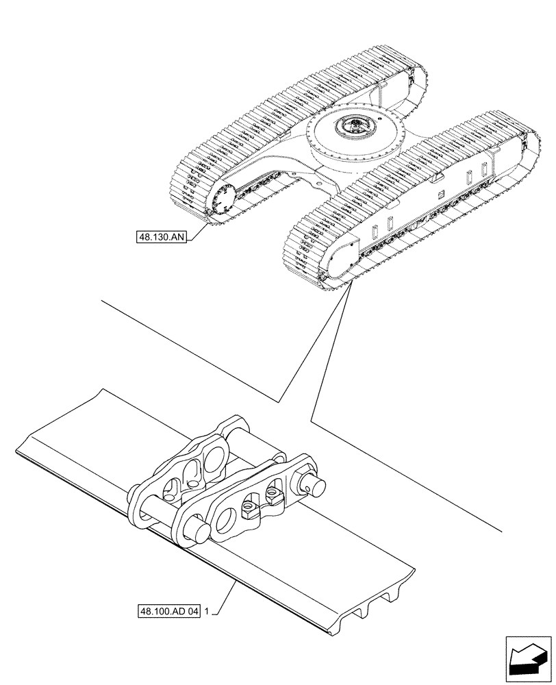 Схема запчастей Case CX490D RTC - (48.100.AD[03]) - VAR - 956000 - TRACK CHAIN (L= 750MM) (48) - TRACKS & TRACK SUSPENSION