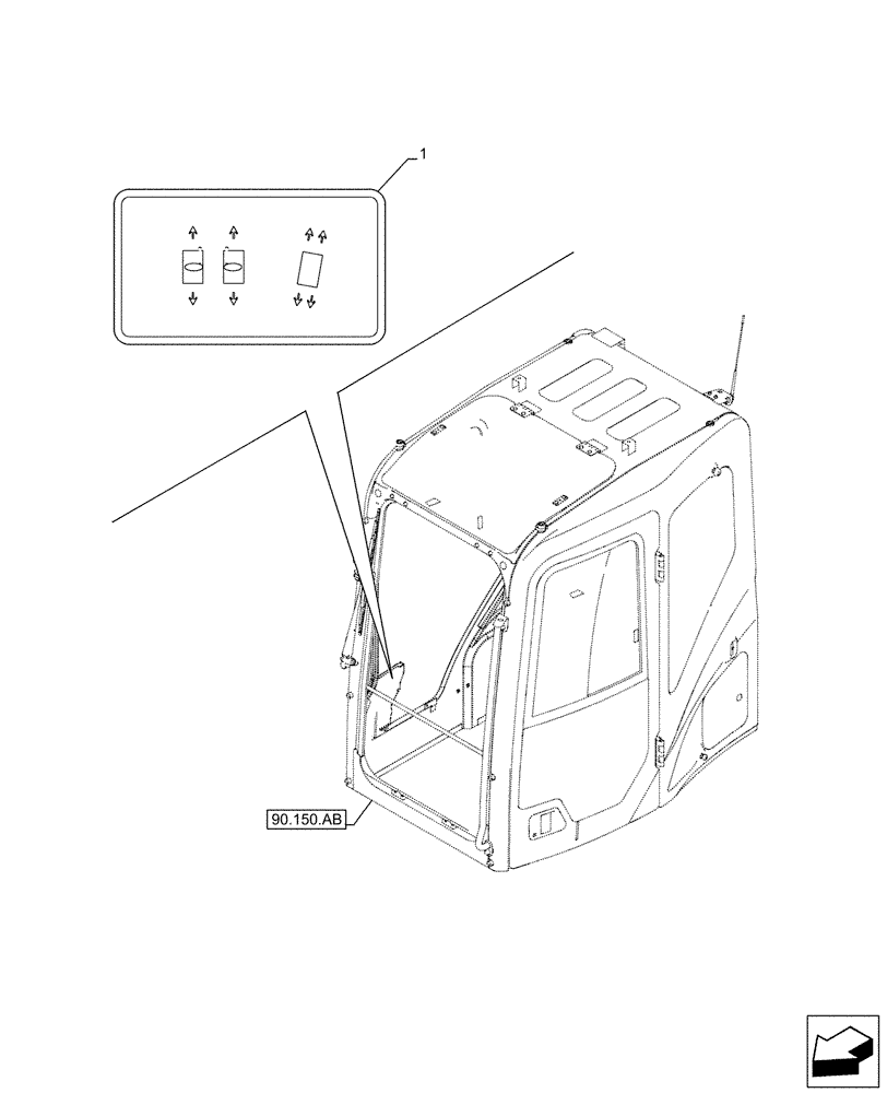 Схема запчастей Case CX490D LC - (90.108.AA[05]) - DECALS, CONTROLS (90) - PLATFORM, CAB, BODYWORK AND DECALS