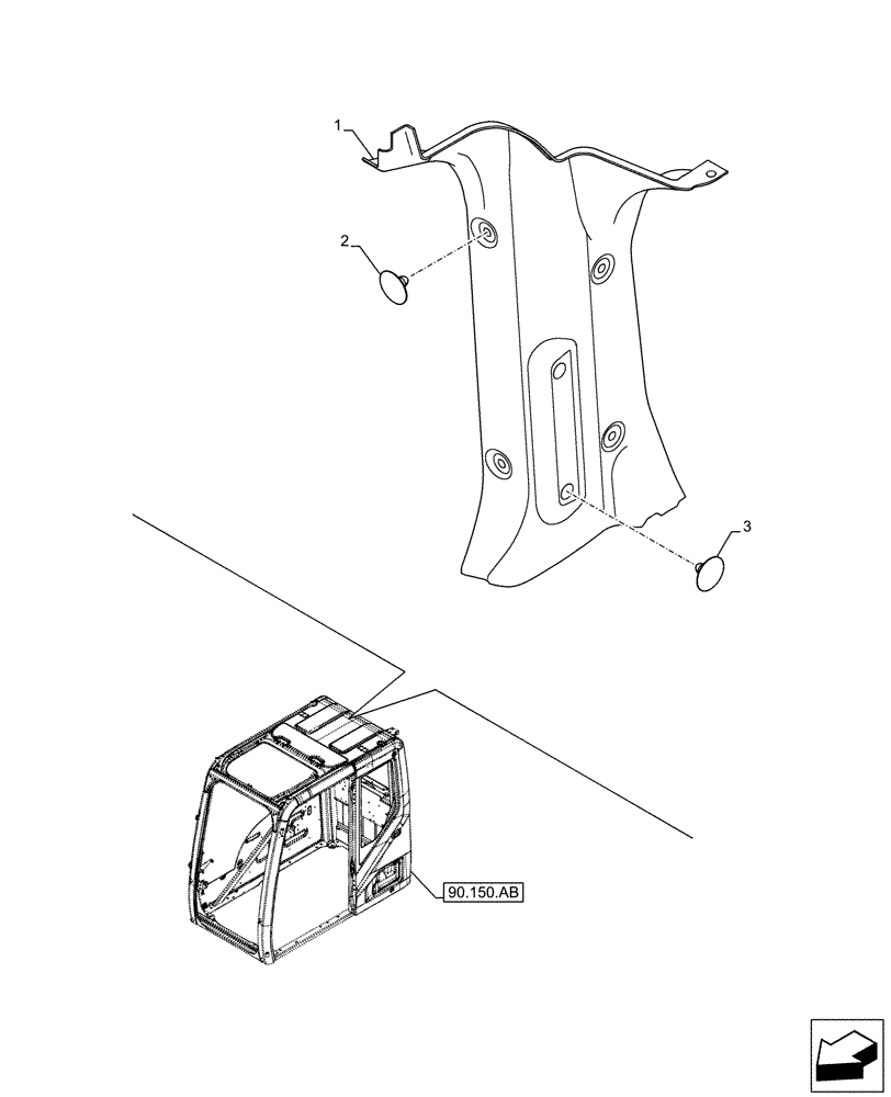 Схема запчастей Case CX490D LC - (90.160.BL[02]) - CAB, TRIM PANEL, SIDE (90) - PLATFORM, CAB, BODYWORK AND DECALS