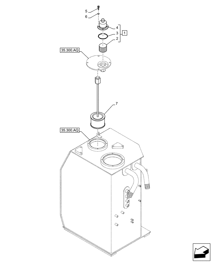 Схема запчастей Case CX490D RTC - (35.300.BE) - HYDRAULIC OIL RESERVOIR, BREATHER (35) - HYDRAULIC SYSTEMS