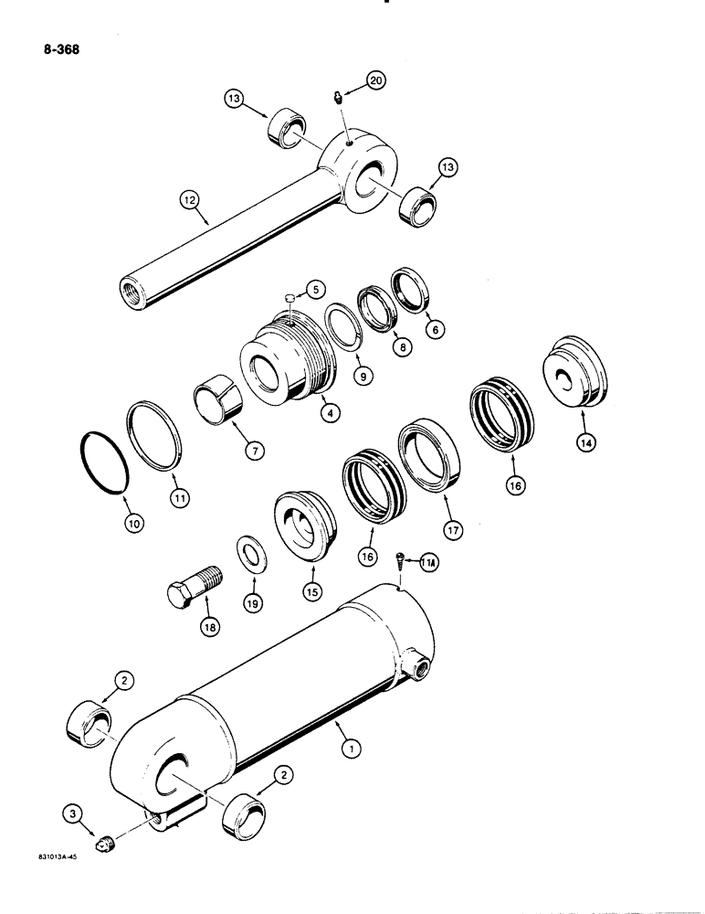 Схема запчастей Case 1150D - (298) - G34638 AND G34639 CLAM BUCKET CYLINDERS (08) - HYDRAULICS