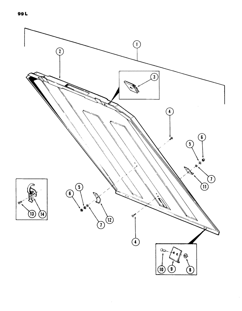 Схема запчастей Case 980B - (099L) - CAB AND ATTACHING PARTS, (VANDAL GUARD), (USED ON UNITS WITH PIN 6204070 AND AFTER) (05) - UPPERSTRUCTURE CHASSIS