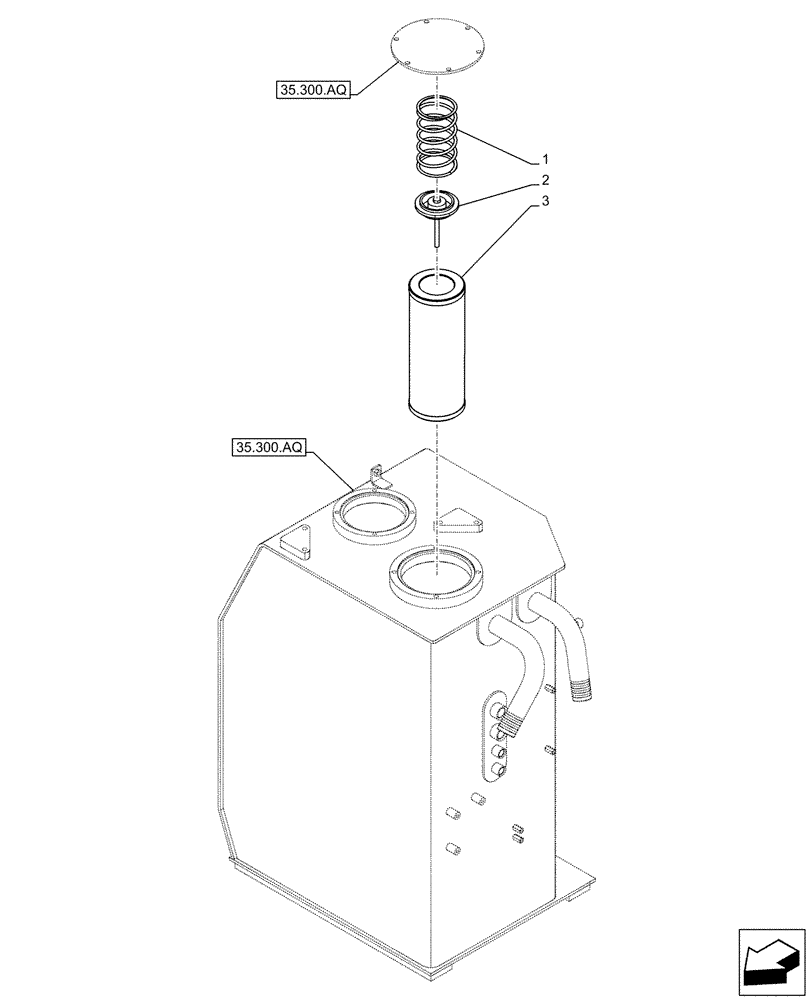 Схема запчастей Case CX500D RTC - (35.300.AN[01]) - HYDRAULIC OIL RESERVOIR, OIL FILTER (35) - HYDRAULIC SYSTEMS