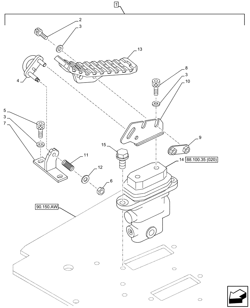 Схема запчастей Case CX130D - (88.100.35[019]) - DIA KIT, HAMMER CIRCUIT, W/ HYDRAULIC CONTROL, PEDAL, FOOT CONTROL VALVE (88) - ACCESSORIES