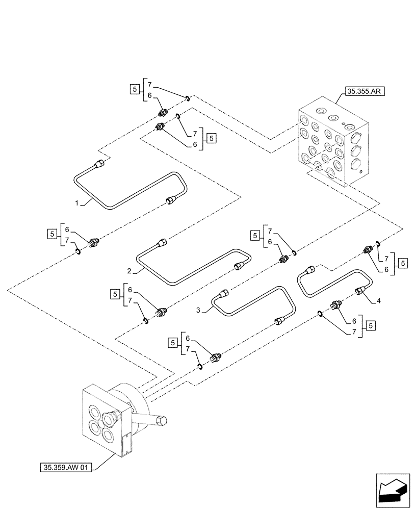 Схема запчастей Case CX500D RTC - (35.355.AC[08]) - VAR - 461558 - JOYSTICK, HYDRAULIC LINE, CONTROL VALVE, CONTROL PATTERN SELECTION (35) - HYDRAULIC SYSTEMS