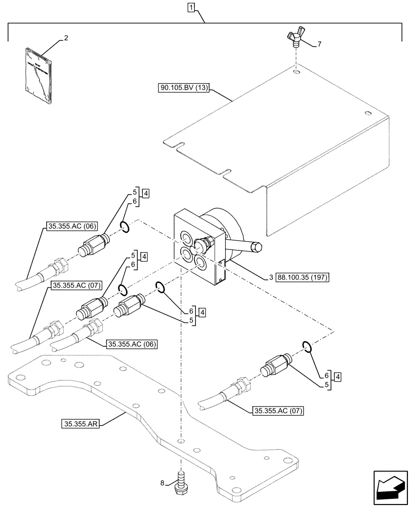 Схема запчастей Case CX160D LC - (88.100.35[196]) - DIA KIT, CONTROL PATTERN SELECTION, VALVE, SELECTOR (88) - ACCESSORIES