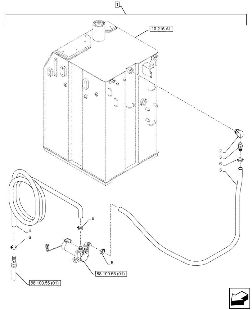 Схема запчастей Case CX350D LC - (88.100.55[02]) - DIA KIT, FUEL TRANSFER PUMP, SUPPLY LINES (88) - ACCESSORIES