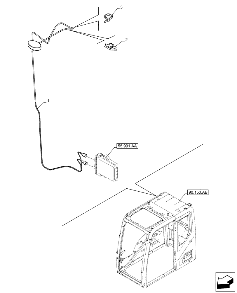 Схема запчастей Case CX500D LC - (55.991.AD) - TELEMATIC SYSTEM, ANTENNA (55) - ELECTRICAL SYSTEMS