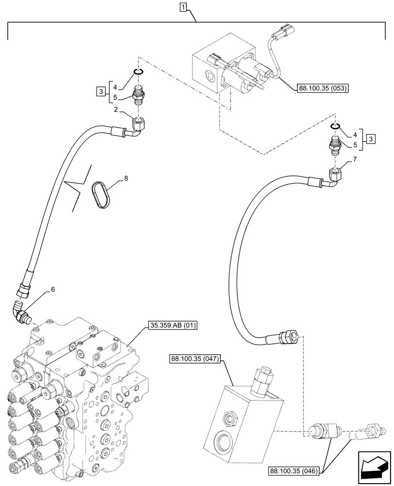 Схема запчастей Case CX130D LC - (88.100.35[056]) - DIA KIT, HAMMER CIRCUIT, HIGH FLOW, W/ ELECTRICAL PROPORTIONAL CONTROL, SOLENOID VALVE, LINE (88) - ACCESSORIES