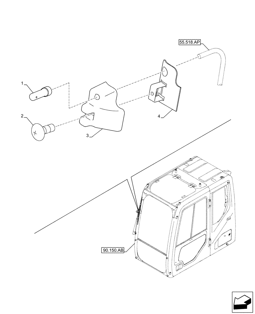 Схема запчастей Case CX500D LC - (55.518.AV) - WINDSHIELD WIPER, SPRAY, NOZZLE (55) - ELECTRICAL SYSTEMS