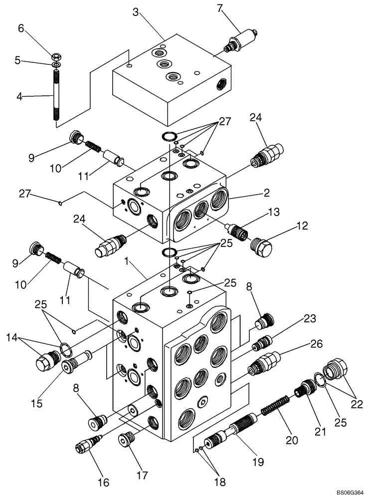 Схема запчастей Case 1150M LT - (35.359.AB) - CONTROL VALVE, ASSY 3-SPOOL (35) - HYDRAULIC SYSTEMS