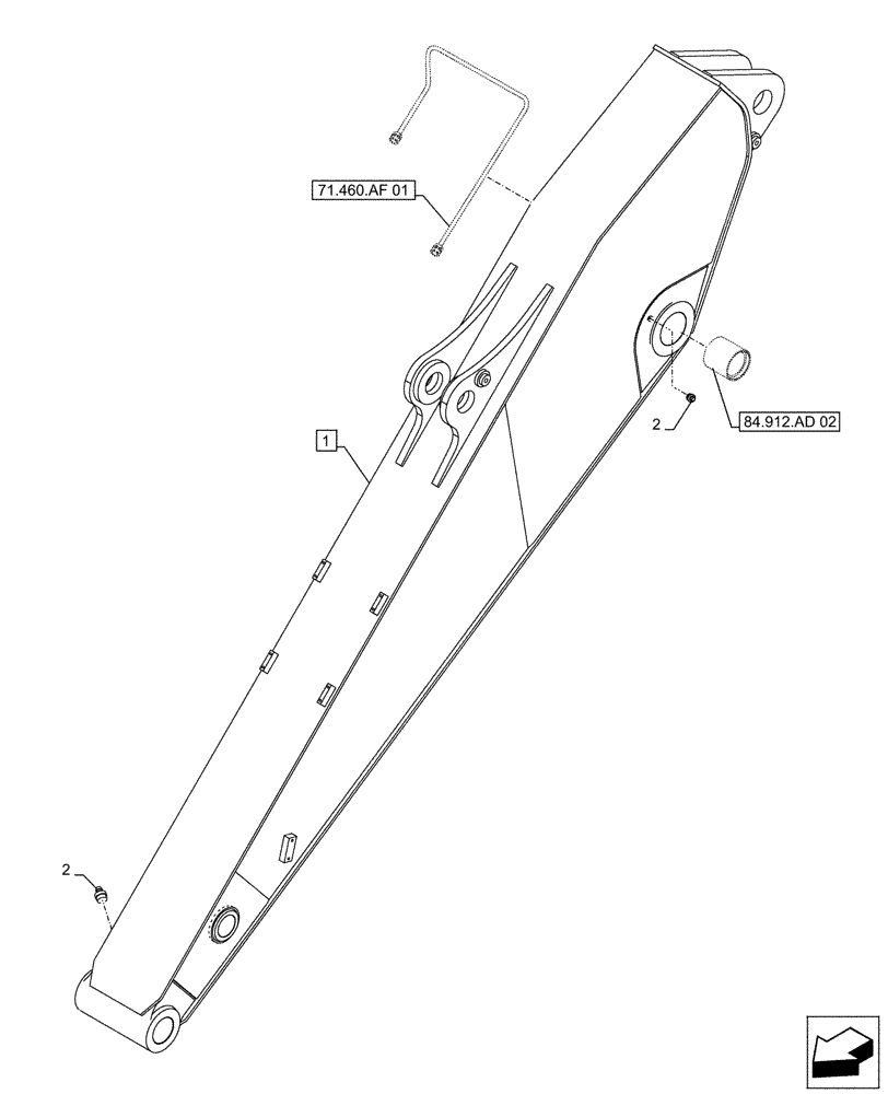 Схема запчастей Case CX490D LC - (84.912.AA[02]) - VAR - 781184 - ARM (L=4M) (84) - BOOMS, DIPPERS & BUCKETS