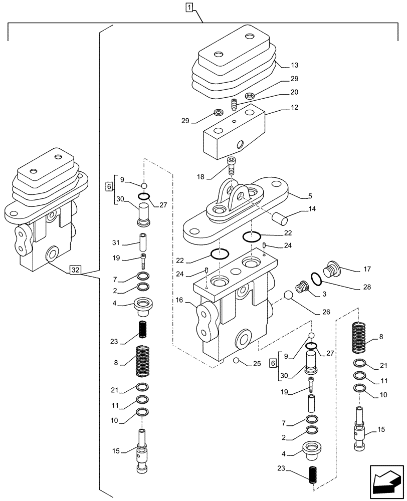 Схема запчастей Case CX130D - (88.100.35[020]) - DIA KIT, HAMMER CIRCUIT, W/ HYDRAULIC CONTROL, FOOT CONTROL VALVE, COMPONENTS (88) - ACCESSORIES